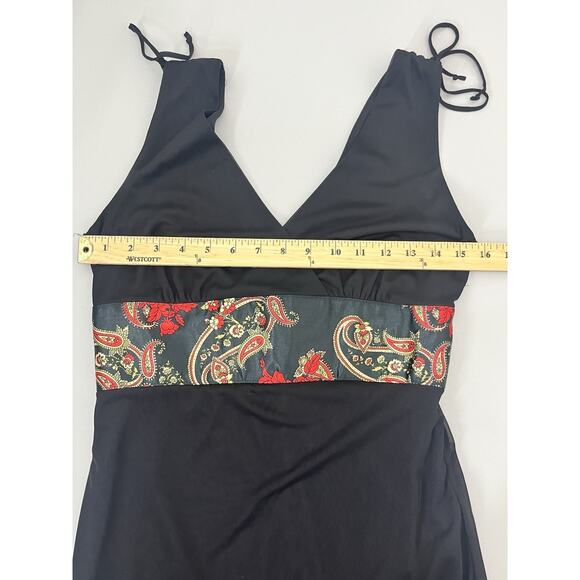 Vintage Ruby Max Empire Midi Dress Large Black Mesh Tulip Hem Whimsigoth 90s Y2K - Picture 7 of 13